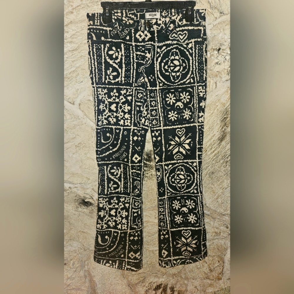 Moschino Women's Black and White Jeans. Size 29